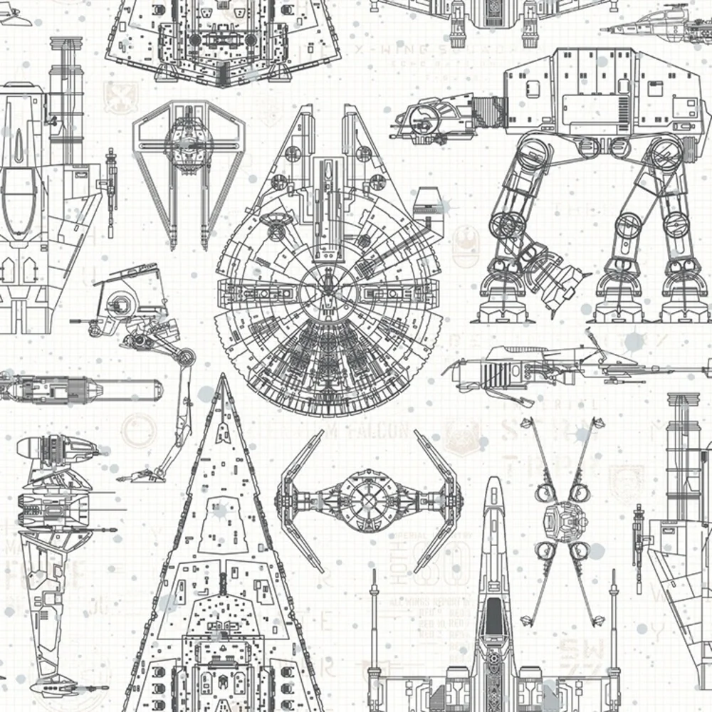 Star Wars Blueprint Peel and Stick Wallpaper by York Roommates, *4 rolls* NIP